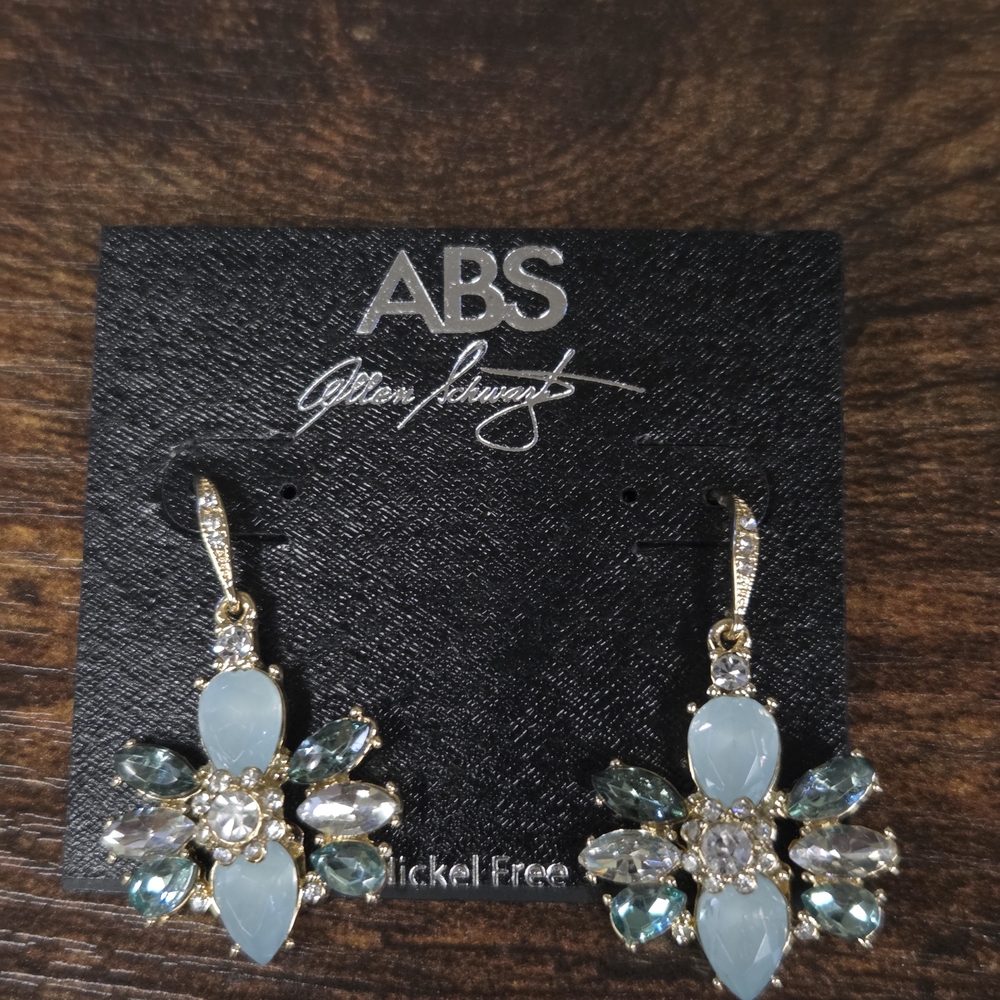 ABS Allen Schwartz Blue Crystal Drop Earrings